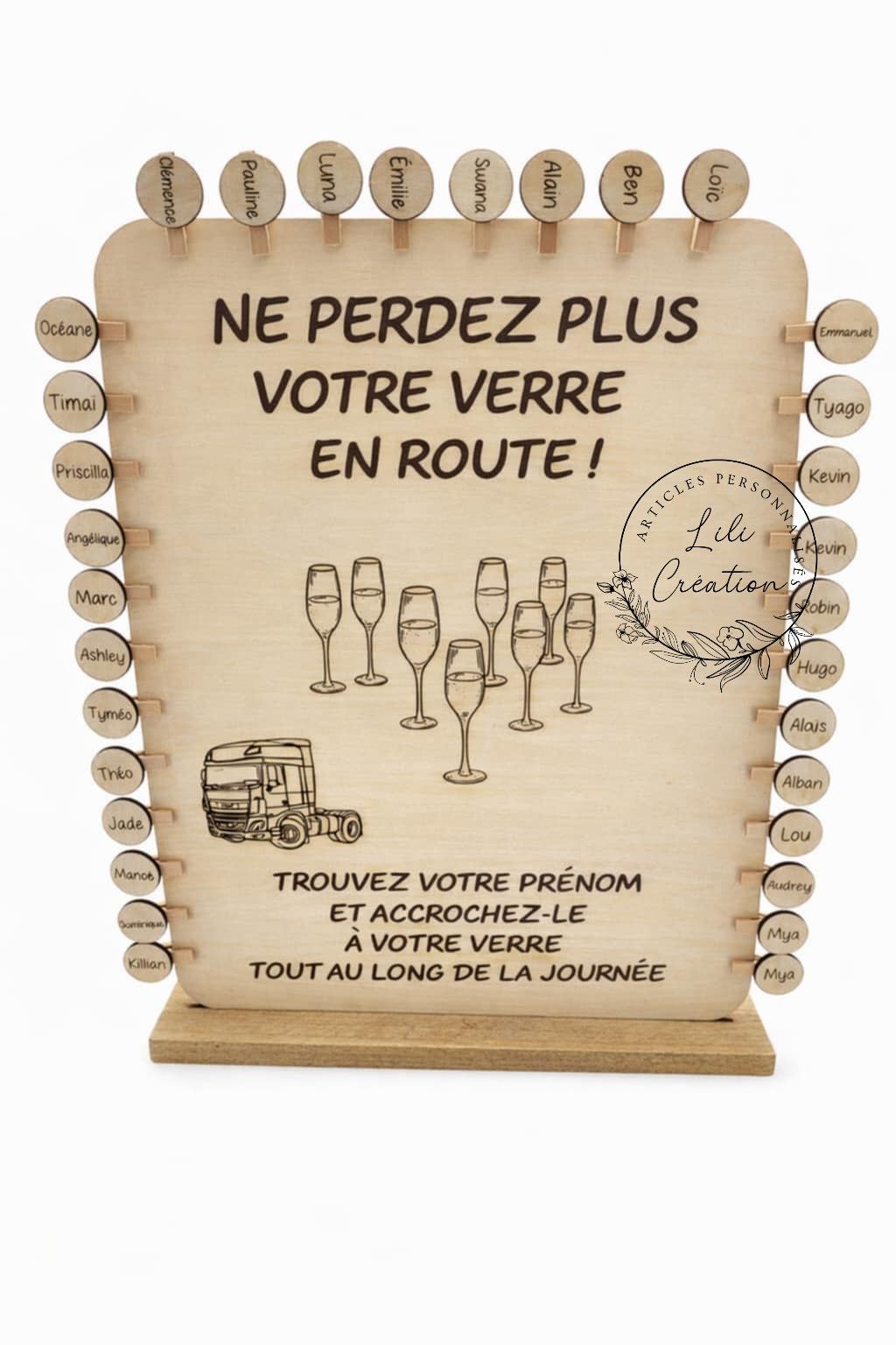 Porte prénoms en bois pour verres - Ne perdez plus votre verre en route