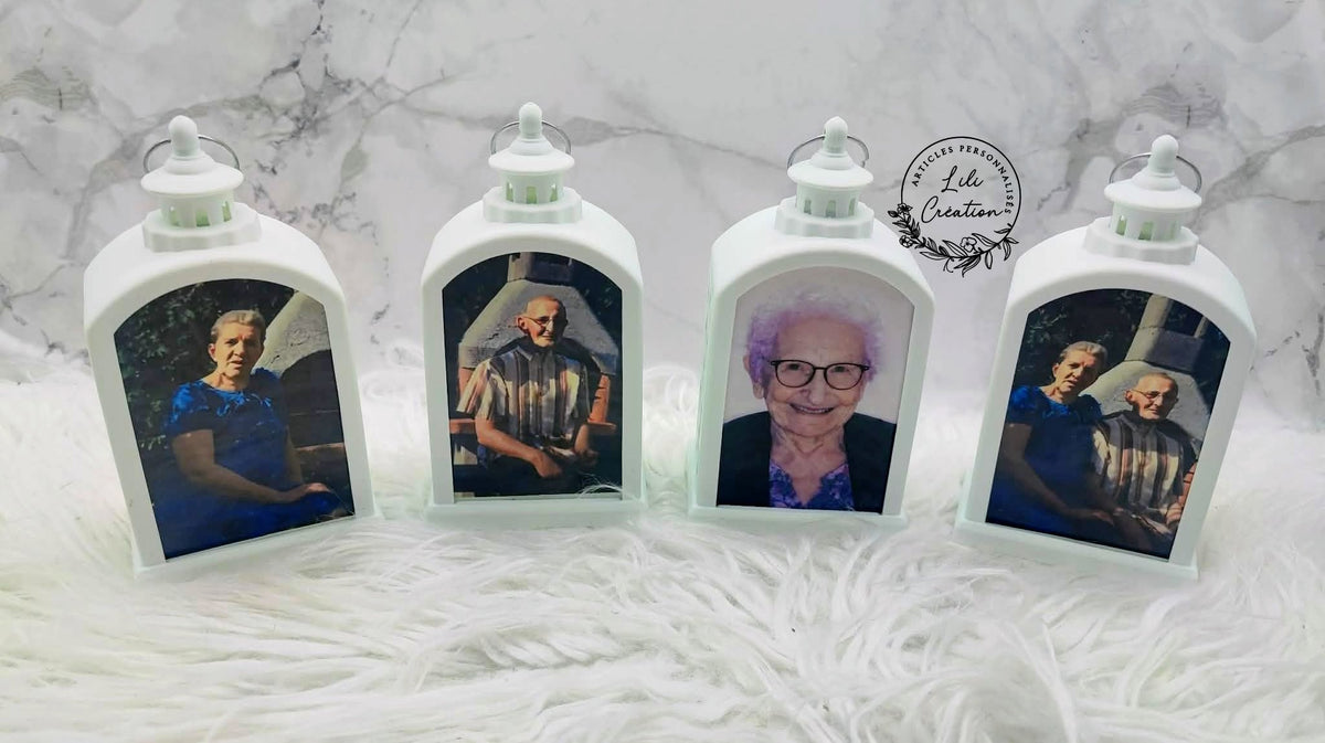 Lanterne blanche commémorative personnalisée