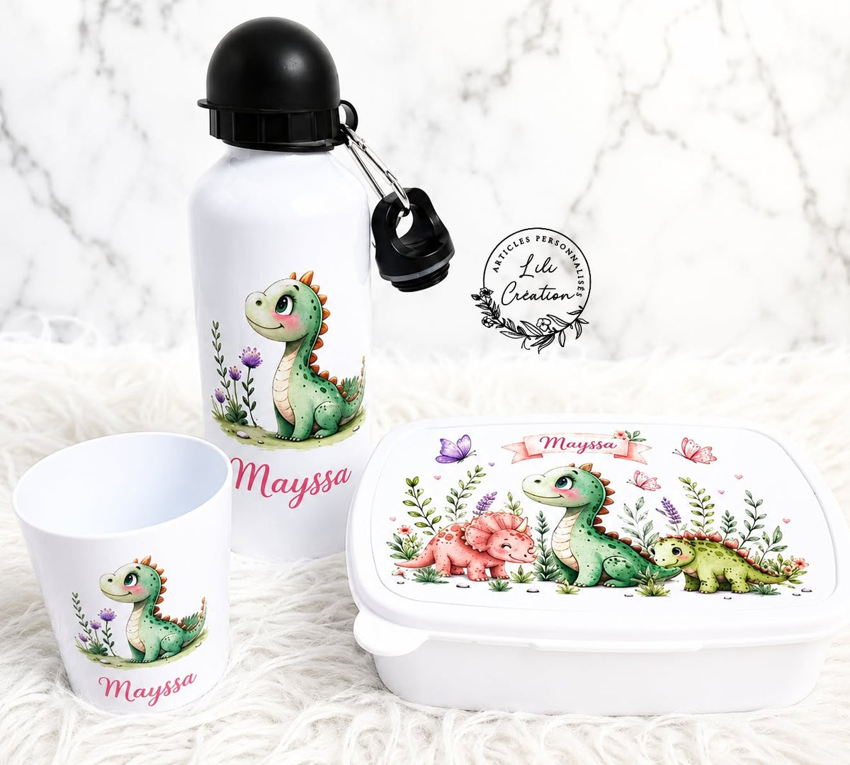 Kit rentrée scolaire, thème : Dinosaures fille