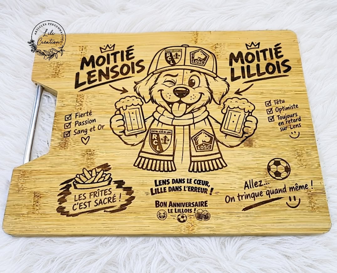🎁⚽ Planche apéritive LOSC/RCL Un cadeau unique pour un vrai supporter du Nord ! ❤️💛
