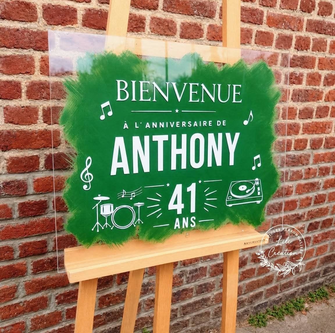 Panneau de bienvenue personnalisé en plexiglass