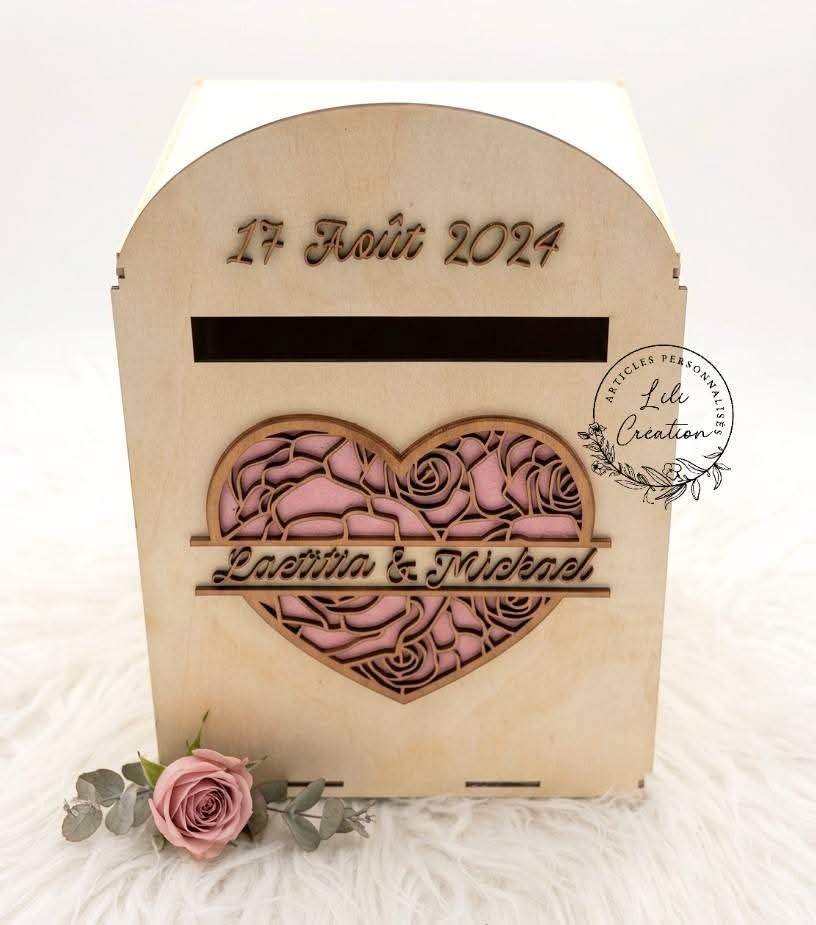 Urne de Mariage - Cœur Dentelé