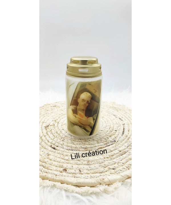 Bougie funéraire en verre personnalisée
