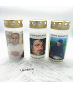 Bougie funéraire en verre personnalisée