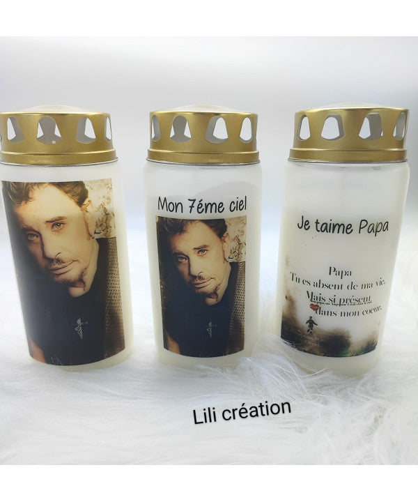 Bougie funéraire en verre personnalisée