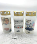 Bougie funéraire en verre personnalisée