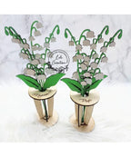 Muguet 3D en bois peint – Un bouquet de bonheur dans un vase en bois
