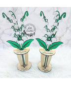 Muguet 3D en bois peint – Un bouquet de bonheur dans un vase en bois