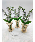 Muguet 3D en bois peint – Un bouquet de bonheur dans un vase en bois