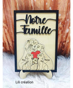 Cadre en bois "Notre famille meute de lions " personnalisable