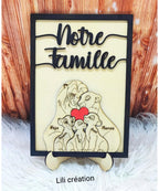 Cadre en bois "Notre famille meute de lions " personnalisable