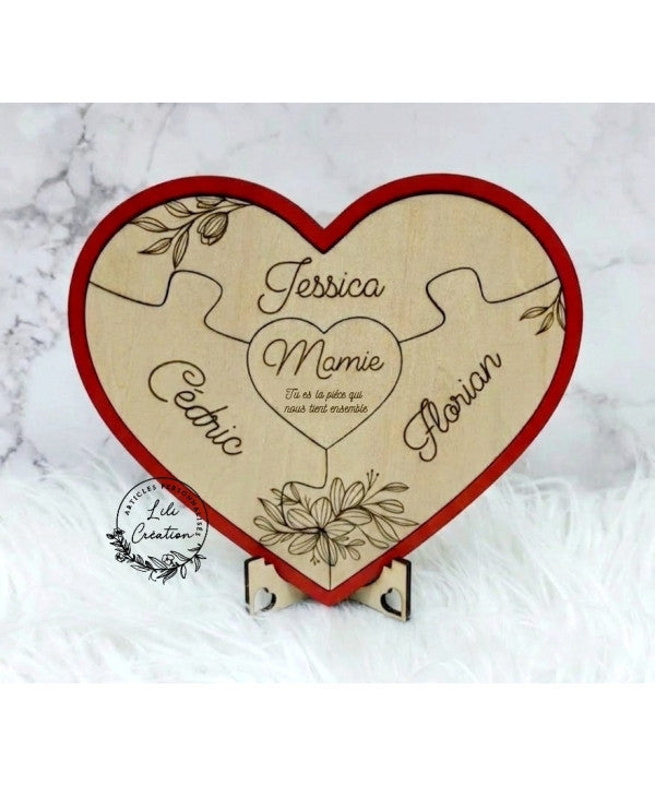 Cadre ou Magnet Cœur Puzzle : Le Cœur de la Famille