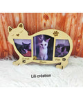 Cadre photo solidaire personnalisé - "Chat à 3 photos"