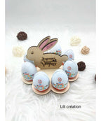 Centre de table Lapin – Spécial Pâques avec porte œufs Kinder