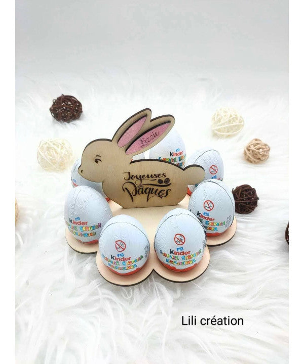 Centre de table Lapin – Spécial Pâques avec porte œufs Kinder