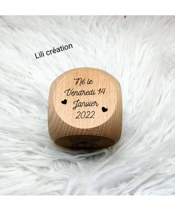 Cube de naissance personnalisé 8 cm