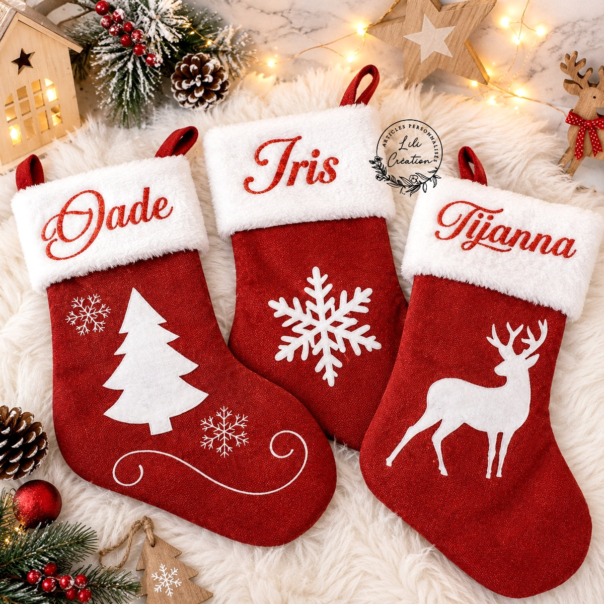 Bottes de Noël rouges