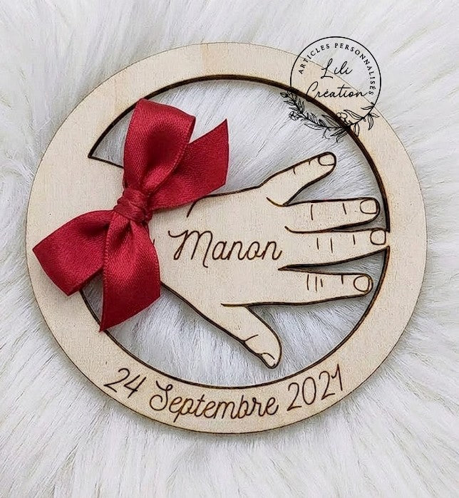 Rond porte bracelet de naissance personnalisé