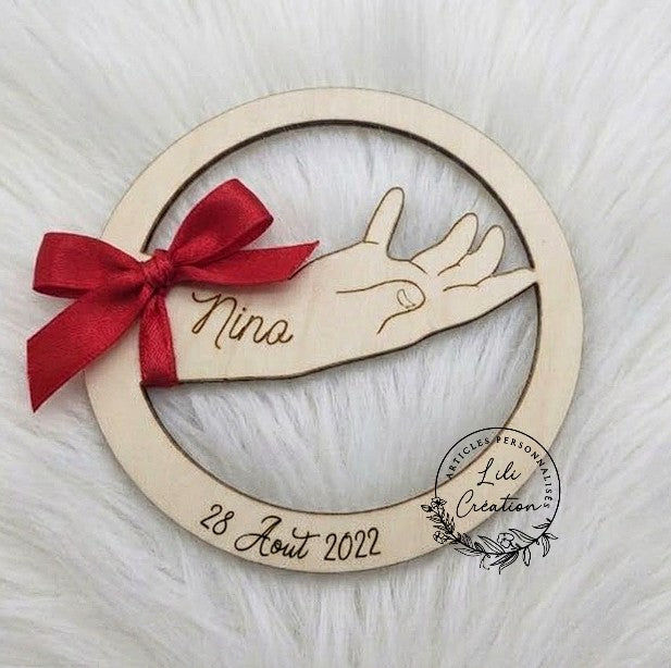 Rond porte bracelet de naissance personnalisé