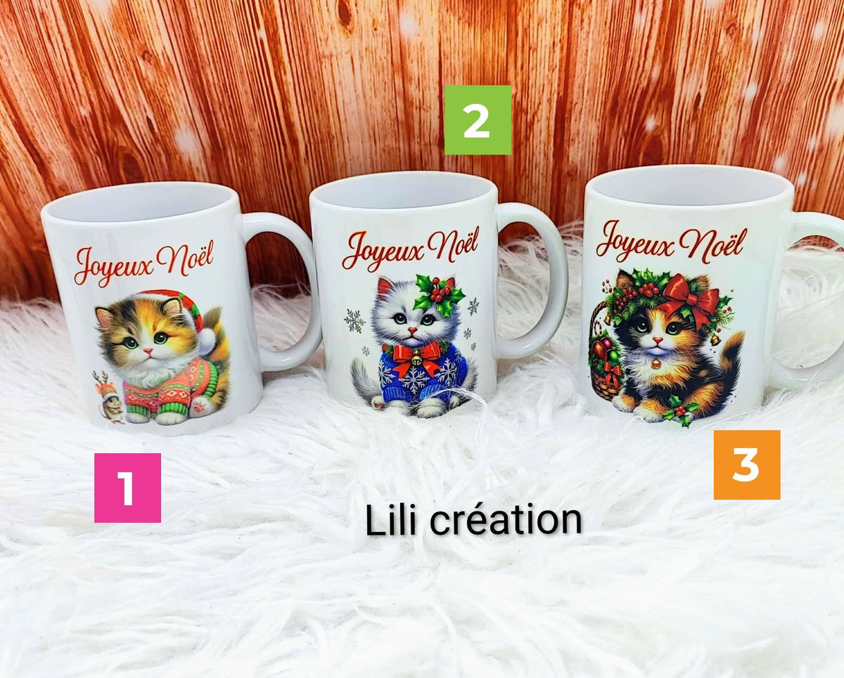 🎄 Mugs de Noël "Joyeux Noël" - Collection Chats Adorables 🎄