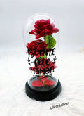 Cloche lumineuse - Roses éternelles "Bonne fête Maman/Mamie"
