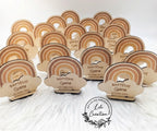 Invitations de Baptême/Anniversaire en bois – Arc-en-ciel personnalisé