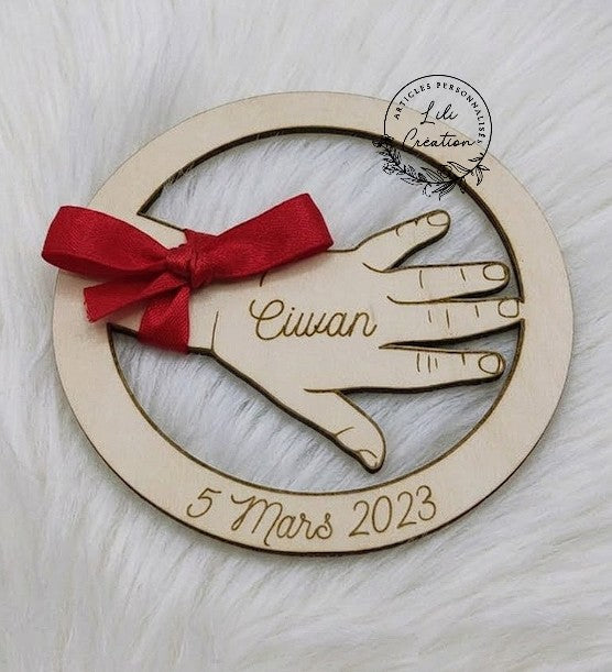 Rond porte bracelet de naissance personnalisé