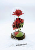 Cloche lumineuse - Roses éternelles "Je t'aime Papa"