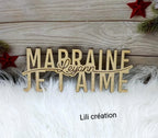 Marraine / Tonton / Maman / Papy... Je t'aime en bois personnalisé avec prénoms des enfants