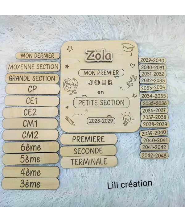 Pancarte personnalisée "Mon Premier Jour et Mon dernier Jour d'École" - Modèle globe