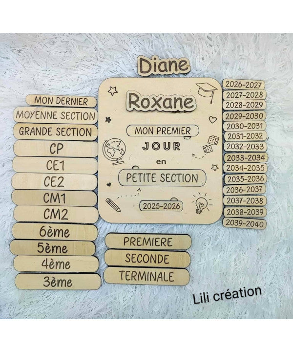 Pancarte personnalisée "Mon Premier Jour et Mon dernier Jour d'École" - Modèle globe