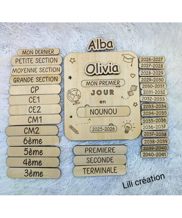 Pancarte personnalisée "Mon Premier Jour et Mon dernier Jour d'École" - Modèle globe