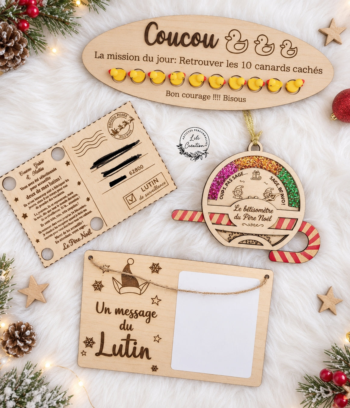 🎅✨ Une carte postale du Père Noël personnalisée en bois ! 🎄📬