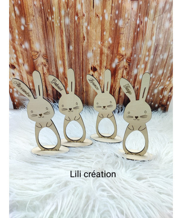 Lapin en bois porte œuf de Pâques