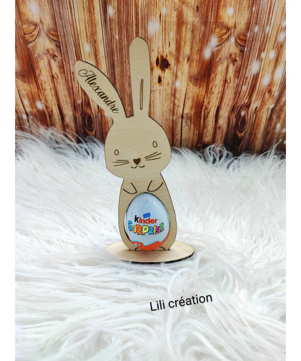 Lapin en bois porte œuf de Pâques
