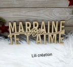 Marraine / Tonton / Maman / Papy... Je t'aime en bois personnalisé avec prénoms des enfants