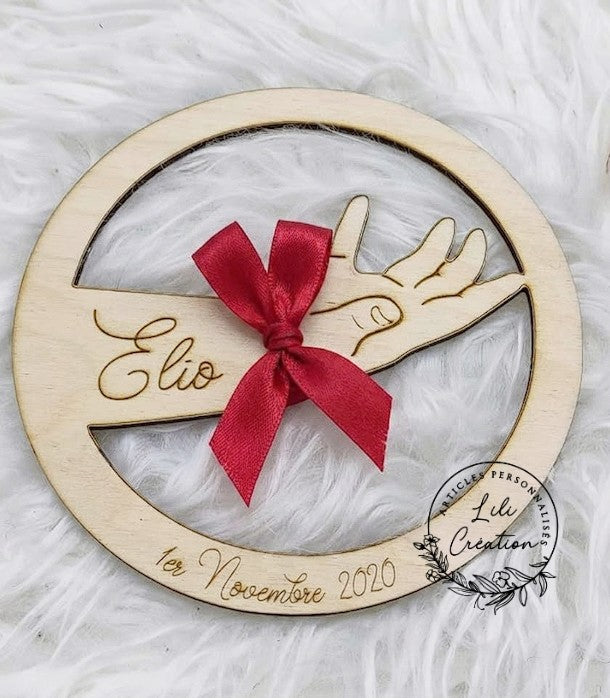 Rond porte bracelet de naissance personnalisé