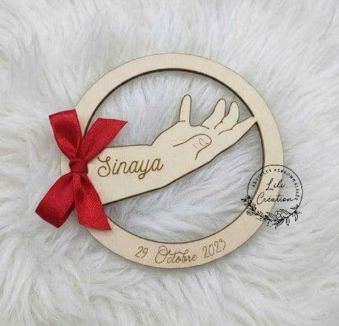Rond porte bracelet de naissance personnalisé