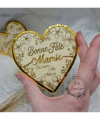 Magnet cœur acrylique et bois "Bonne fête Mamie"