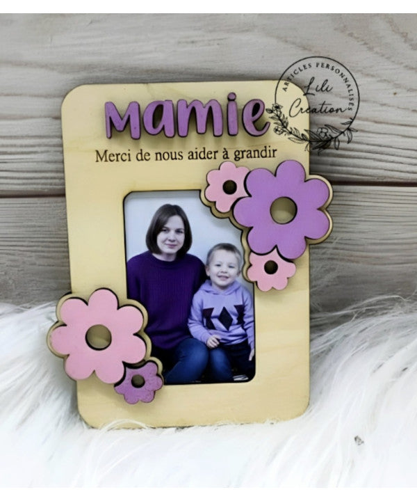 Magnet fleuri avec photo pour Maman / Mamie / Nounou / Tata .....
