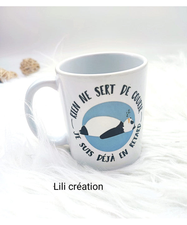 Mug "Déjà en retard" – L’humour à la rescousse des matins pressés