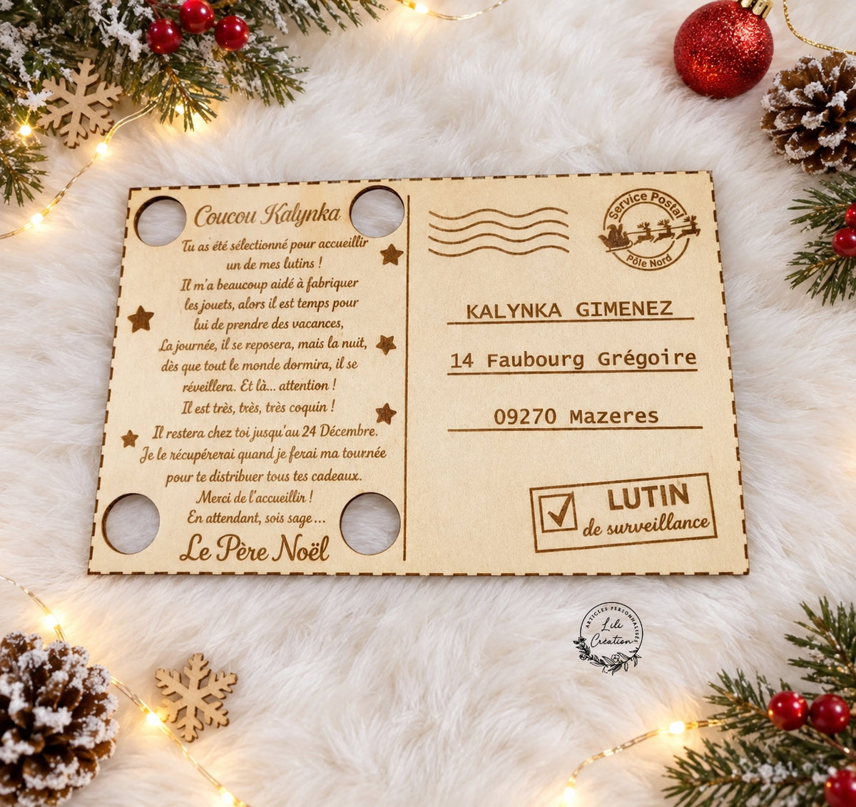 🎅✨ Une carte postale du Père Noël personnalisée en bois ! 🎄📬