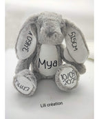 Peluche lapin grise ou blanche personnalisée