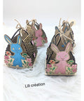 Petit panier de Pâques en bois – Lapins mignons et personnalisés