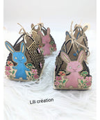 Petit panier de Pâques en bois – Lapins mignons et personnalisés