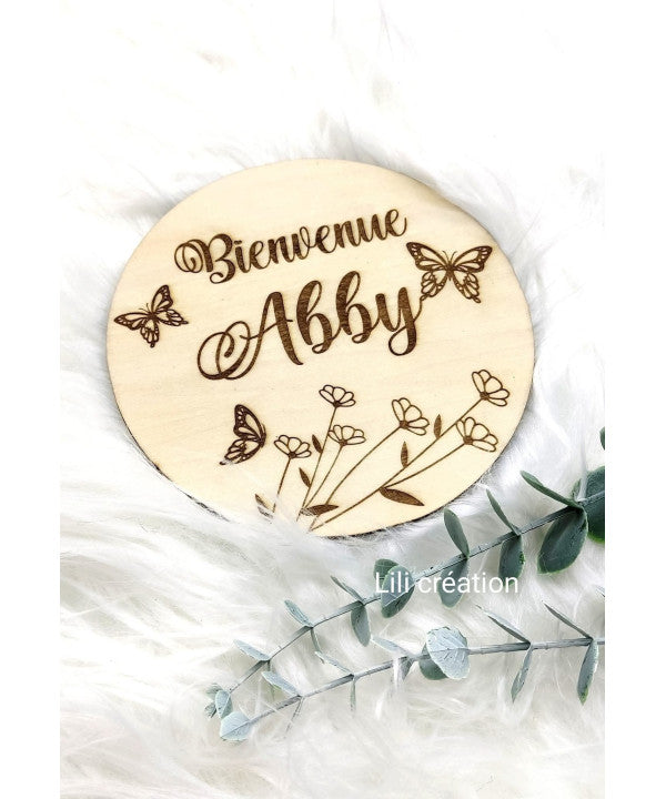 Plaque "Bienvenue" personnalisée - Modèle Papillons