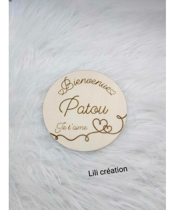 Plaque "Bienvenue" personnalisée - Modèle Cœurs