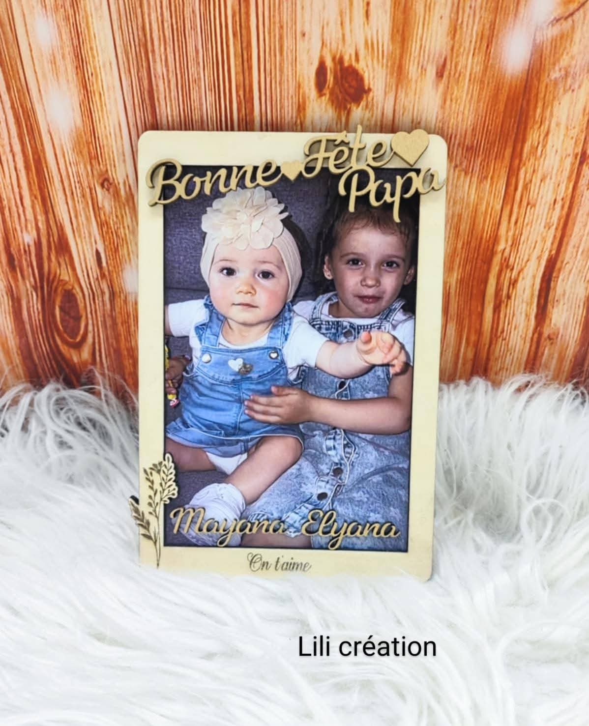 Cadre photo personnalisé en bois avec photo, texte et prénoms – Cadeau unique pour toutes les occasions