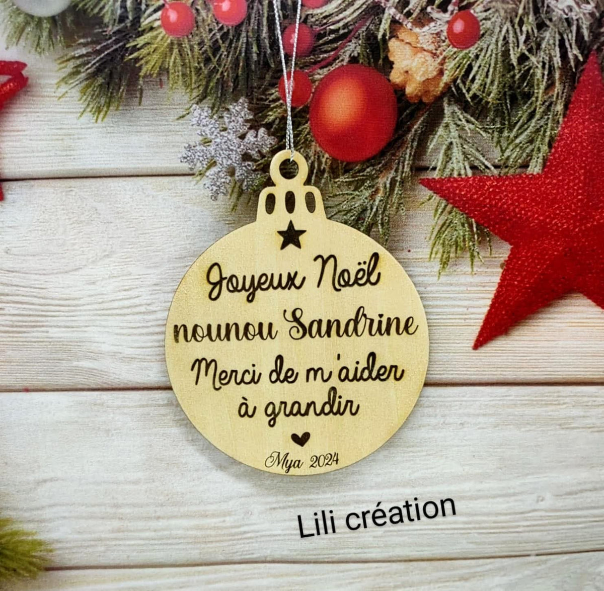 Boule "Joyeux Noël" - Merci de m'aider à grandir