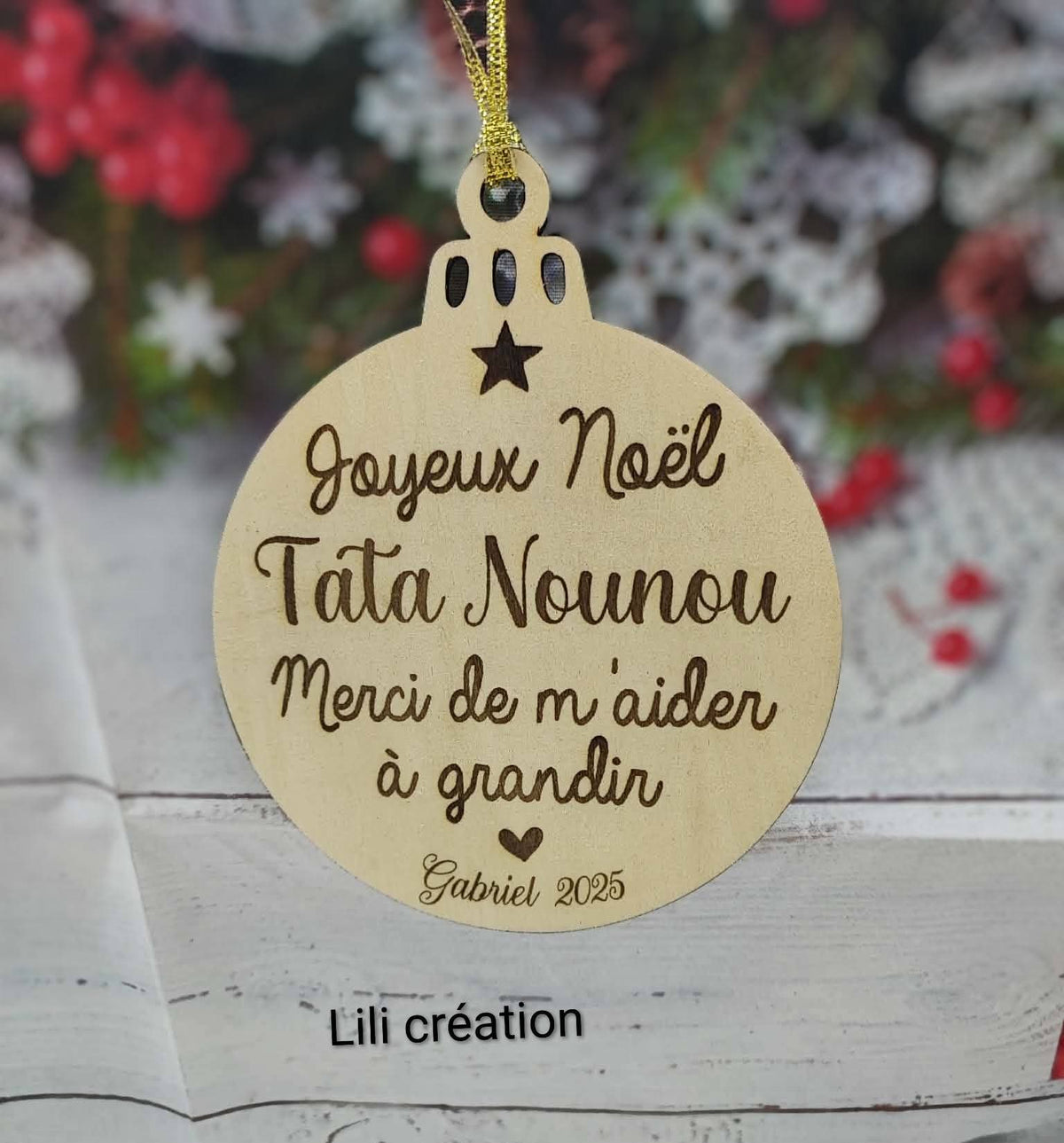 Boule "Joyeux Noël" - Merci de m'aider à grandir